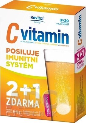 Revital Vitamín C TRIPLE PACK 2+1 zadarmo tbl eff (2x Vitamín C 1000 mg + 1x Vitamín C 500 mg) 3x20 (60 ks), 1x1 set