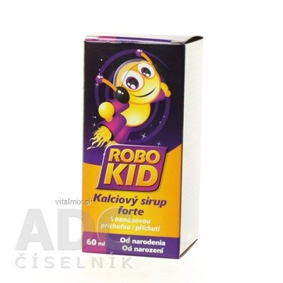 RoboKid Kalciový sirup forte s banánovou príchuťou od narodenia 1x60 ml