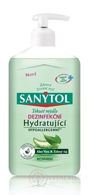 SANYTOL Tekuté mydlo Hydratujúce dezinfekčné, Aloe Vera a Zelaný čaj 1x250 ml