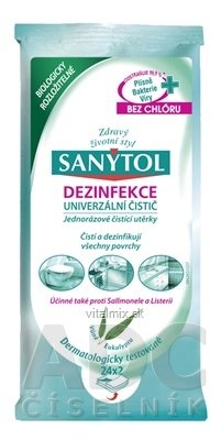 SANYTOL UNIVERZÁLNY ČISTIČ Utierky jednorazové, vôňa Eukalyptus, Dezinfekcia 1x24 ks