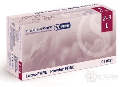 Sempercare Nitrile Velvet Vyšetrovacie rukavice veľkosť L, nesterilné, nepúdrované, bezlatexové 1x200 ks