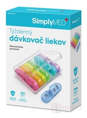 SimplyMED Týždenný dávkovač liekov otvárací, model 21010, 1x1 ks