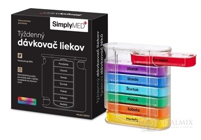 SimplyMED Týždenný dávkovač liekov vysúvací, model 28003, 1x1 ks