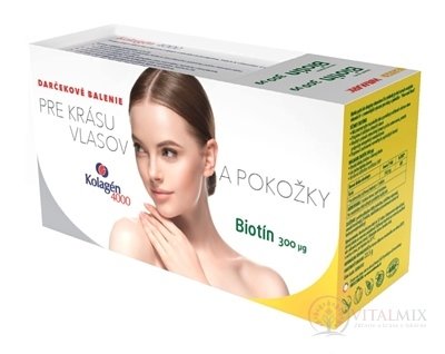 STADA Kolagén 4000 + WALMARK Biotín 300 µg darčekové balenie, vrecúška 1x30 ks + tbl 1x90 ks, 1x1 set