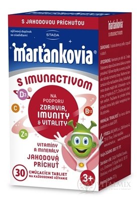 STADA Marťankovia s Imunactivom cmúľacie tablety, príchuť jahoda, 1x30 ks