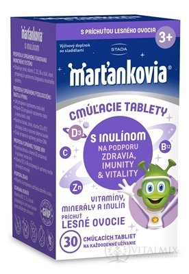 STADA Marťankovia s inulínom cmúľacie tablety príchuť lesné ovocie 1x30 ks