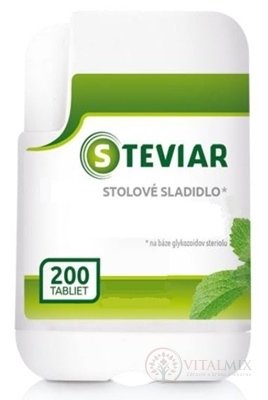 STEVIAR stolové sladidlo tabletové sladidlo na báze glykozidov steviolu 1x200 ks