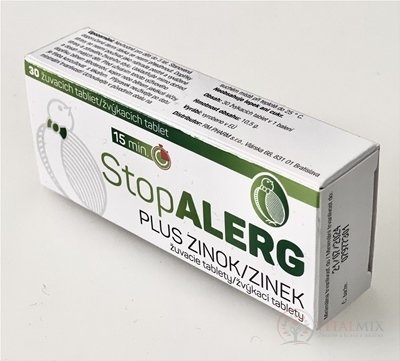 StopALERG PLUS ZINOK žuvacie tablety 1x30 ks