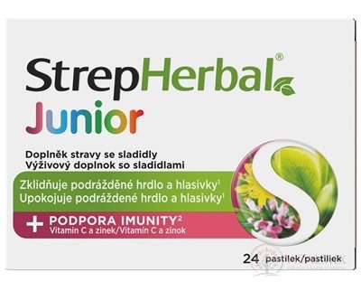 StrepHerbal Junior pastilky s vitamínom C a zinkom 1x24 ks