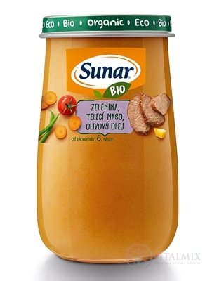 Sunar BIO príkrm ZELENINA, TEĽACIE MÄSO (od ukonč. 6. mesiaca) 1x190 g