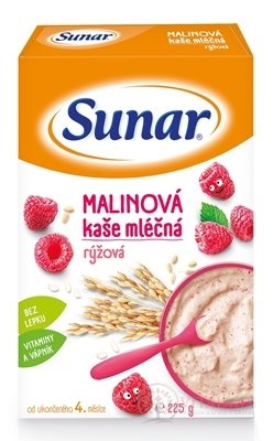 Sunar MALINOVÁ kaša mliečna ryžová (od ukonč. 4. mesiaca) 1x225 g