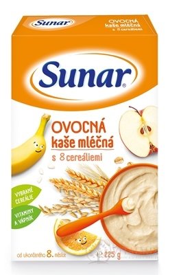 Sunar OVOCNÁ KAŠA mliečna s 8 cereáliami (od ukonč. 8. mesiaca) 1x225 g