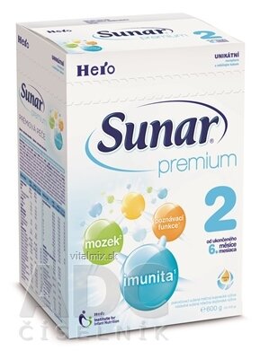 Sunar Premium 2 mliečna výživa (od ukonč. 6. mesiaca ) inov.2015, 1x600 g