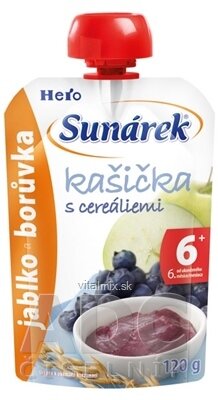 Sunárek Ovocná kašička s cereáliami jablko, čučoriedka (od ukonč. 6. mesiaca) 1x120 g