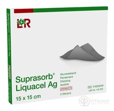 Suprasorb Liquacel Ag Krytie na rany s antimikrobiálnym striebrom, 15 x 15 cm, 1x5 ks