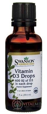SWANSON Vitamín D3 400 IU kvapky na báze olivového oleja 1x29,6 ml