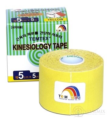 TEMTEX KINESOLOGY TAPE tejpovacia páska, 5 cm x 5 m, žltá 1x1 ks