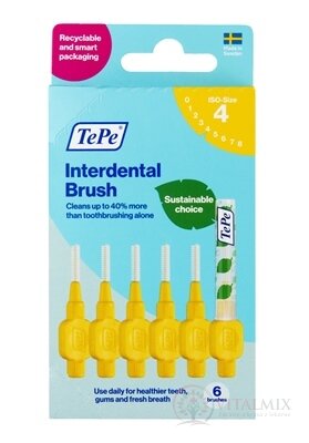 TePe Medzizubná kefká 0,7 mm size 4 (žltá) krabička 1x6 ks