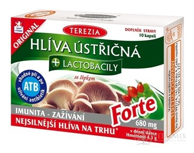 TEREZIA HLIVA USTRICOVITÁ + LAKTOBACILY so šípkami FORTE, cps 1x10 ks