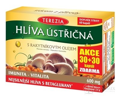 TEREZIA HLIVA USTRICOVITÁ S RAKYTNÍKOVÝM OLEJOM AKCIA cps 30+30 zadarmo (60 ks)