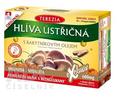 TEREZIA HLIVA USTRICOVITÁ S RAKYTNÍKOVÝM OLEJOM cps 50+10 zadarmo (60 ks)