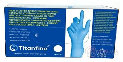 Titanfine Nitrilové vyšetrovacie rukavice veľkosť L, bez púdru, 1x100 ks