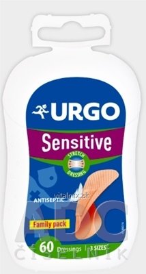 URGO Sensitive Strech Family pack náplasť na citlivú pokožku (3 veľkosti) rodinné balenie 1x60 ks