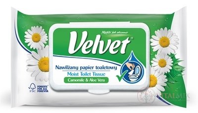 Velvet Camomile & Aloe vera vlhčený toaletný papier 1x42 ks