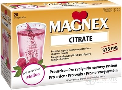 Vitabalans MAGNEX CITRATE prášok vo vrecúškach s malinovou príchuťou 1x20 ks