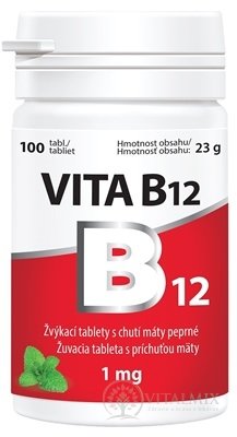 Vitabalans VITA B12 1 mg žuvacie tablety s príchuťou mäty (inov. 2021) 1x100 ks