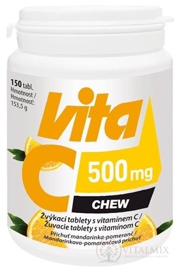Vitabalans Vita C 500 mg CHEW žuvacie tablety s mandarínkovo-pomarančovou príchuťou 1x150 ks