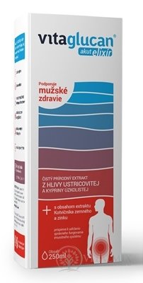 VITAGLUCAN Akut ELIXÍR extrakt z Hlivy + s obsahom Kotvičníka a zinku, 1x250 ml