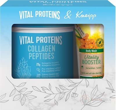 VITAL PROTEINS + Kneipp Darčekové balenie Collagen Peptides prášok 567 g + Vitality Booster sprchový gél 200 ml, 1x1 set