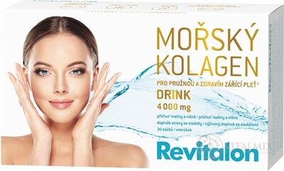 VITAR Revitalon MORSKÝ KOLAGÉN DRINK 4 000 mg prášok vo vreckách, príchuť malina a višňa, 30x5,2 g (156 g)