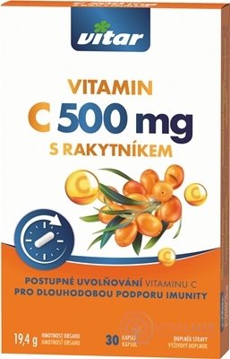 VITAR VITAMÍN C 500 mg S RAKYTNÍKOM cps s postupným uvoľňovaním 1x30 ks