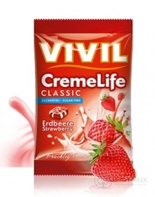 VIVIL BONBONS CREME LIFE CLASSIC drops s jahodovo-smotanovou príchuťou, bez cukru 1x110 g