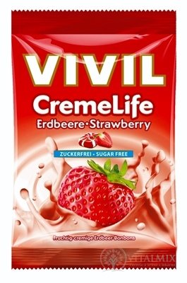 VIVIL BONBONS CREME LIFE Strawberry drops so smotanovo jahodovou príchuťou, bez cukru 1x60 g