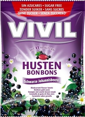 VIVIL BONBONS HUSTEN drops s príchuťou čiernych ríbezlí s 11 bylinami, bez cukru 1x60 g