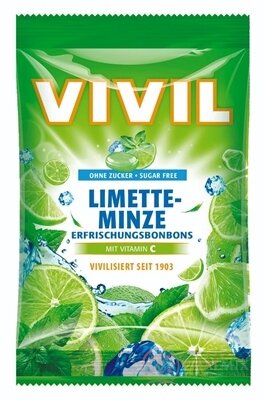 VIVIL BONBONS LIMETTE-MINZE drops s príchuťou limetka a pepermint s vitamínom C, bez cukru 1x60 g