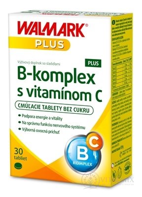 WALMARK B-komplex PLUS s vitamínom C tbl cmúľacie (inovovaný obal 2018) 1x30 ks