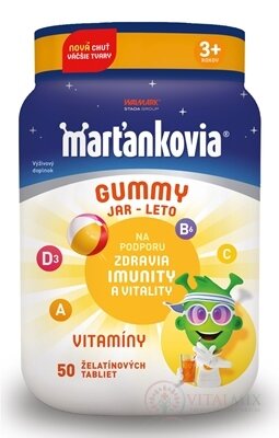 WALMARK Marťankovia GUMMY JAR - LETO želatínové tablety, príchuť čučoriedka, citrón, jahoda, mandarínka 1x50 ks