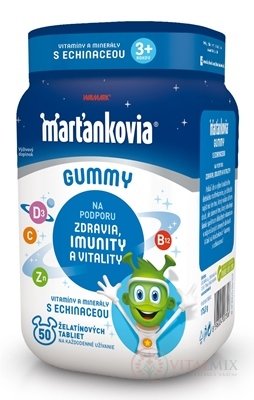 WALMARK Marťankovia Gummy Vitamíny s Echinaceou želatínové tablety, príchuť jahoda a čerešňa 1x50 ks