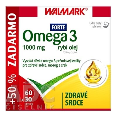 WALMARK Omega 3 rybí olej FORTE cps 60+30 ks zadarmo (90 ks) exp.30.11.2019
