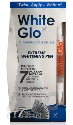 WHITE GLO DIAMONDS Bieliace pero + pásiky zubný bieliaci gél v pere 2,5 ml + bieliace pásiky 7 ks, 1 x1 set
