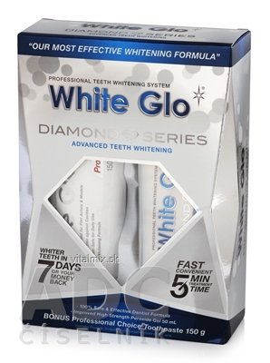 WHITE GLO DIAMONDS Bieliaci set bieliaci zubný gel 50 ml s aplikátorom + Bonus bieliaca zubná pasta 150 g, 1x1 set
