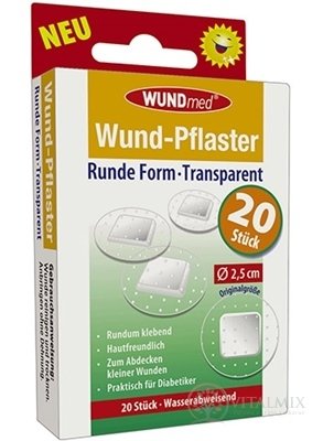 WUNDmed Kruhová náplasť Transparentná (priemer 2,5 cm) 1x20 ks