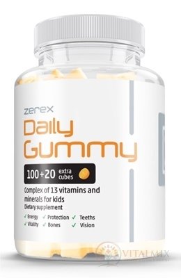 Zerex Daily Gummy žuvacie tablety, komplex 13 vitamínov, príchuť pomaranč, 1x120 ks