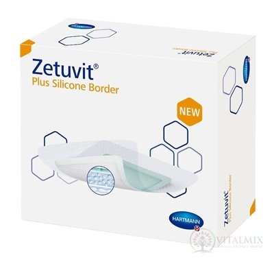 Zetuvit Plus Silicone Border kompres sterilný (12,5x12,5 cm) 1x10 ks