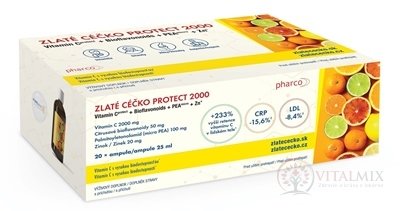 ZLATÉ CÉČKO PROTECT 2000 ampulky (vitamín C + bioflavonoidy + PEA + zinok) s príchuťou 20x25 ml (500 ml)