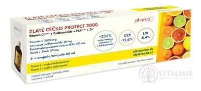 ZLATÉ CÉČKO PROTECT 2000 ampulky (vitamín C + bioflavonoidy + PEA + zinok) s príchuťou 5x25 ml (125 ml)